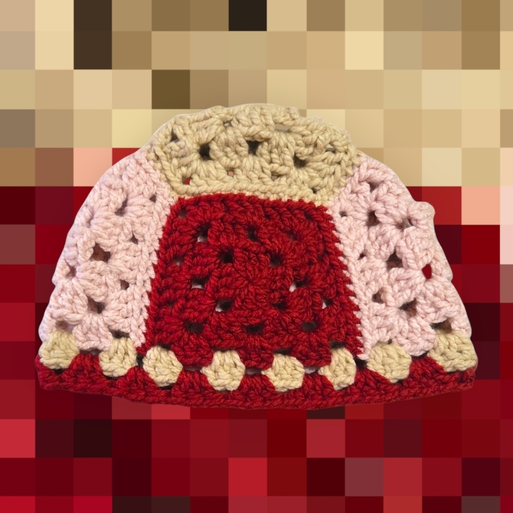 Valentines Chunky Granny Square Beanie, Handmade By Me, Ask About Custom